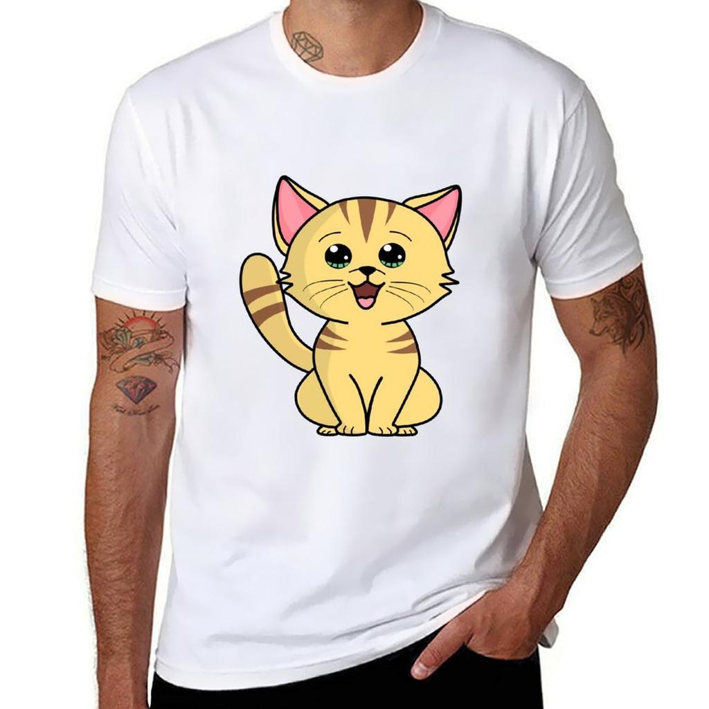 Adorable Little Cartoon Kitty Tshirt Work Outdoor Short Sleeve Tee