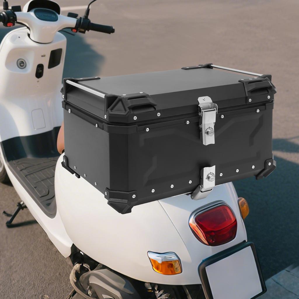 65L Motorcycle Case, Load 10kg, Lockable Storage Tail Box for Cruiser Sport Bike Touring, Universal Mount with Easy Installation