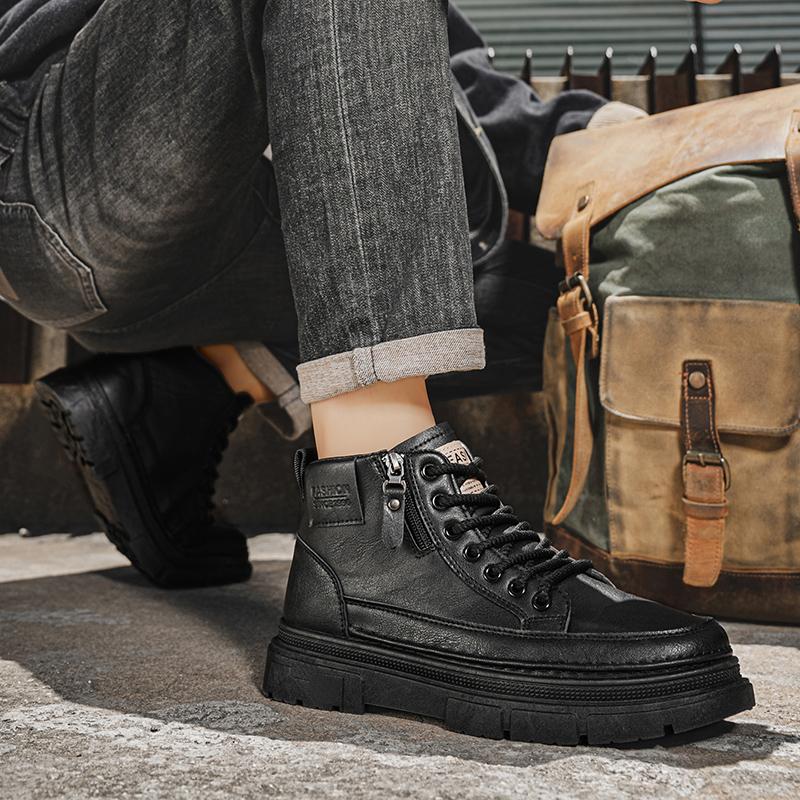 Neue Mode Herbst und Winter Herren High Top Martin Stiefel Studenten Männlich Jungen Trendy Weiche Sohle Arbeitsschuhe Arbeitsschutz Martin Sneakers