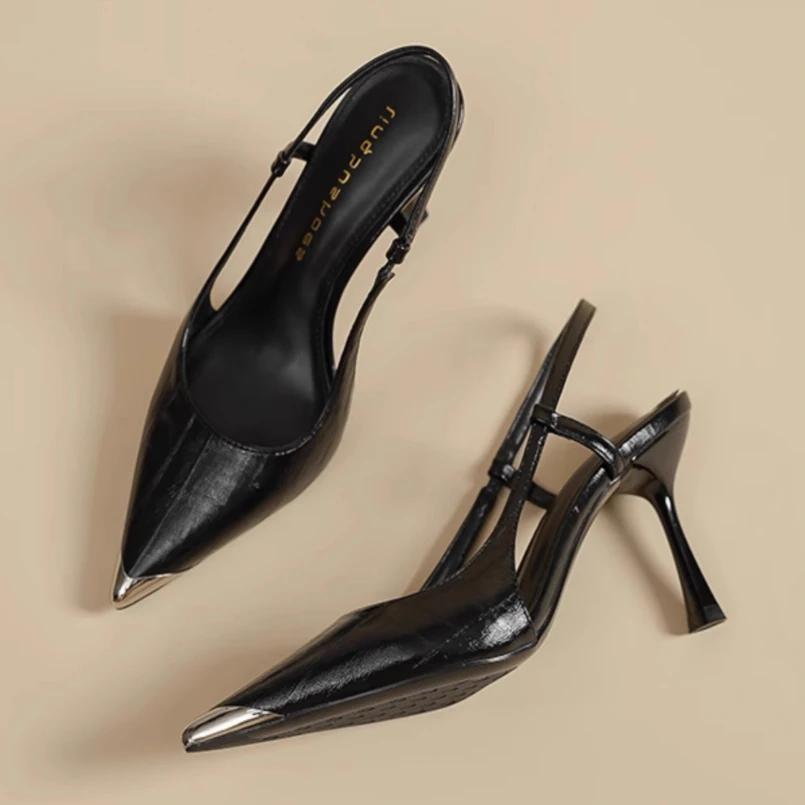Fashion Summer Women High Heels Sandals Pointed Toe Shoes Sexy Slingback Shoes Women 2025 Trend Designer Dress Sandals Sandalias Mujer