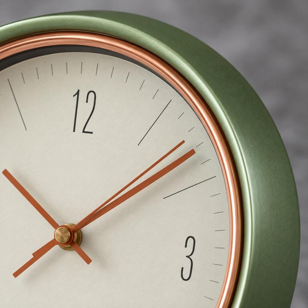 Round Analog Tabletop Clock Quiet 8Inch Desk EasytoRead Timepiece for Living Room,
