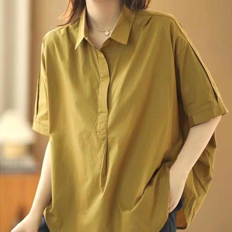 2026 Summer Retro Plus Size Loose Short Sleeve Casual Women s Shirt 3XL