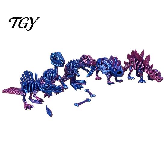 Fish Tank Landscaping Accessories 5Pcs 3D Printed Dinosaur Skeleton Ornament, Movable Joints Prehistoric Figures, Unique Home Decor Gifts Realistic