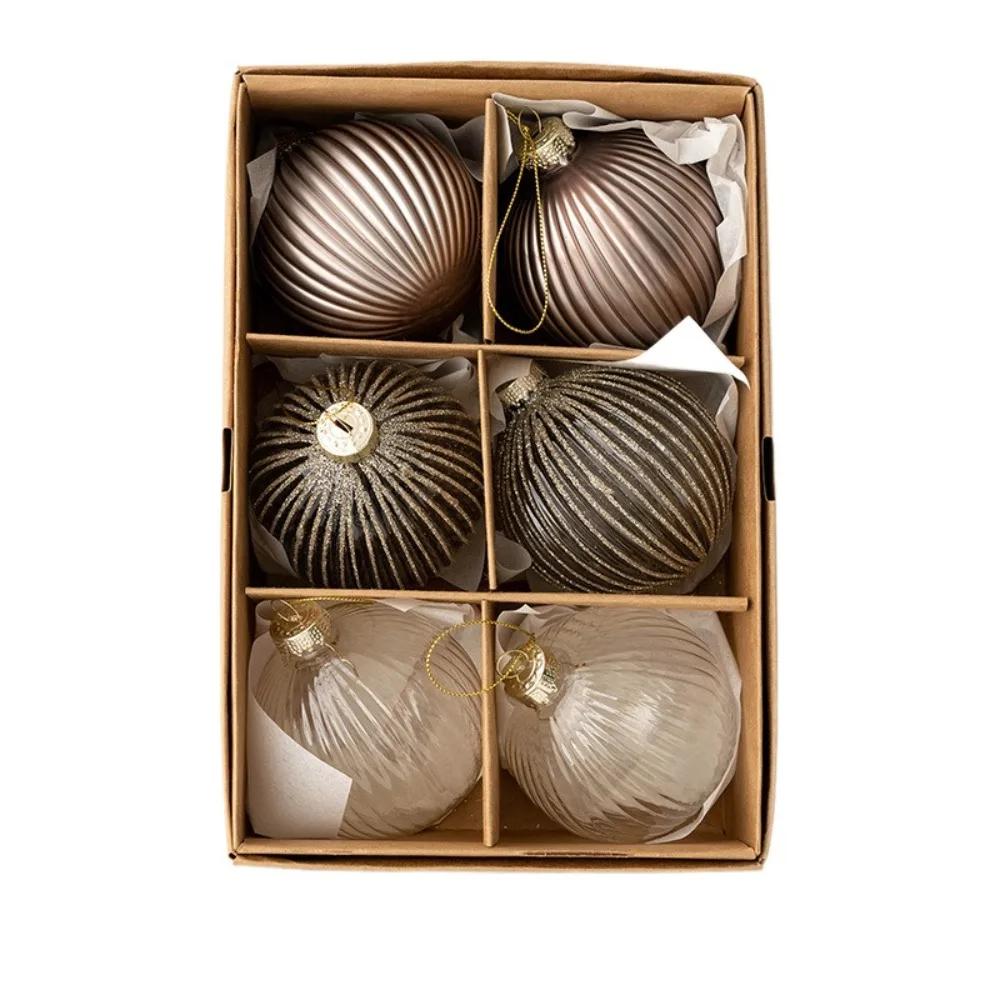 6pcs Glass Christmas Ball set 6cm Creative Christmas Tree Pendant Waterproof Painted Hanging Ornament Party other