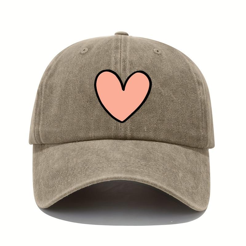 Valentine's Day Heart-shaped Printed Baseball Cap with Adjustable Retro Sports Cap Suitable for Men and Women