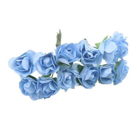12 Pcs Mini Artificial Rose Flower Bouquet 12 Heads Paper Rose Flowers with Stems for Scrapbooking Wedding DIY Crafts