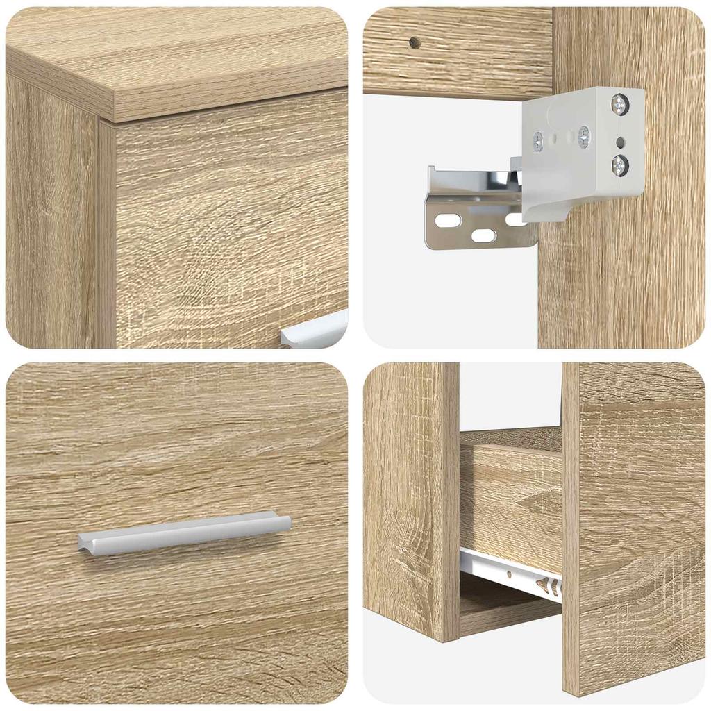 Bathroom Furniture Set 3 pcs Sonoma Oak 129 x 44.5 x 80 cm