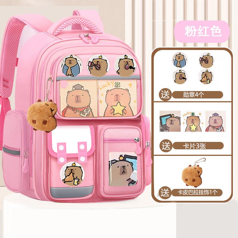 Cartoon Primary School Students Spine Care And Burden Reduction Schoolbag Capybara Grade 13 To 6 Boys Large Capacity
