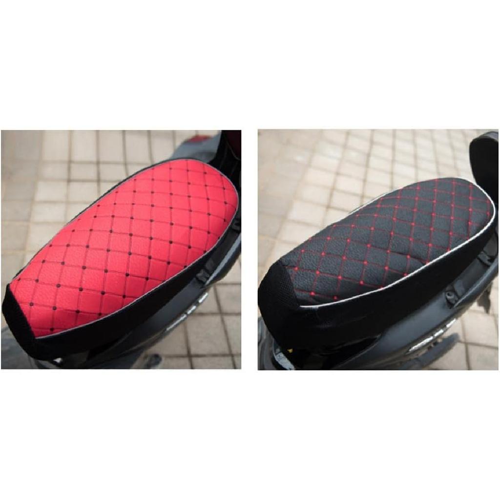 Red Motorcycle Scooter Moped Seat Cover Anti-Slip Cushion Pad PU Leather Waterproof, M/L/XL, M