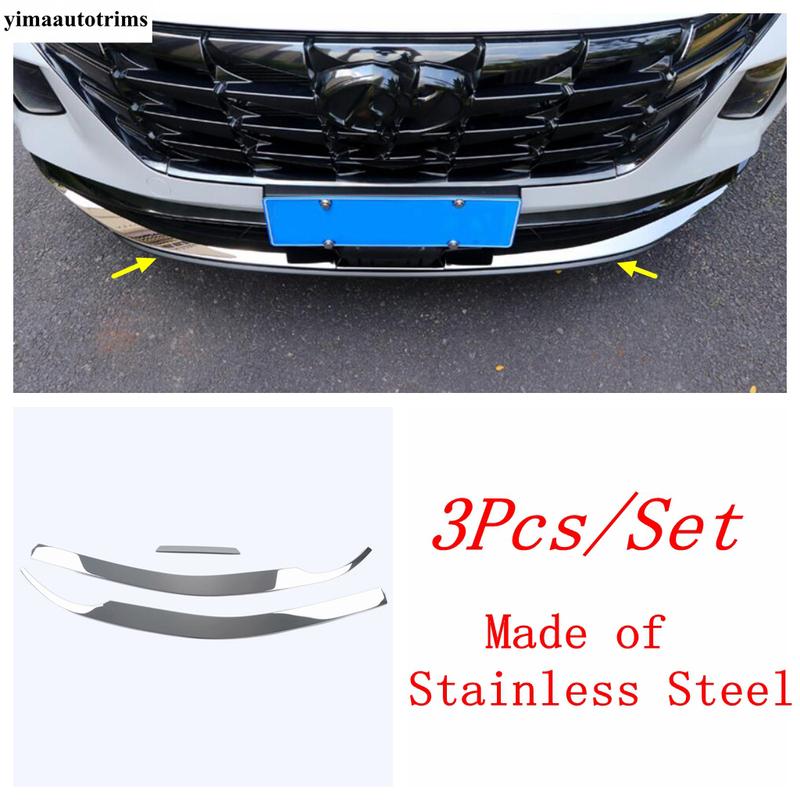 Car Front Lower Bottom Bumper Molding Strips Cover Trim Stainless Steel Accessories Exterior For Hyundai Tucson NX4  -