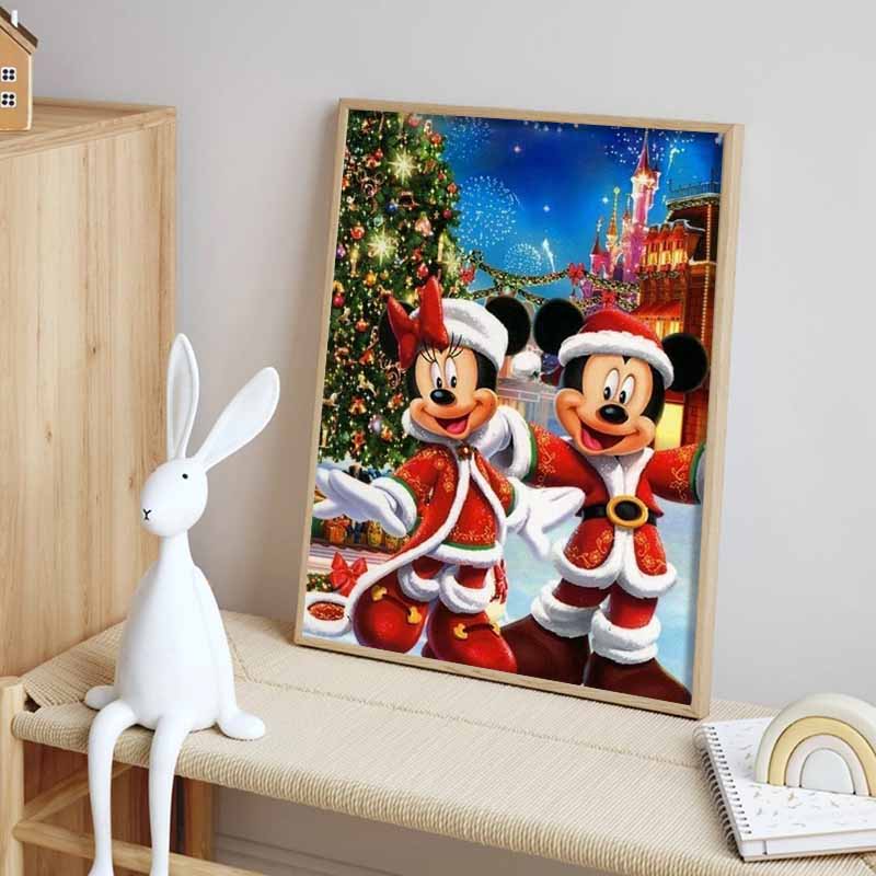 Disney Diamond Painting Mickey and Minnie Mouse Christmasthemed Healing Illustrations 5D Diamond Painting Art Embroidery Cross Stitch Room Decoration