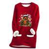 Ladies' Loose And Comfortable Round Neck Christmas Print Thick With Pockets Long Sleeved Top