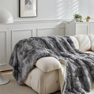 Double Mink Fleece Lamb Fleece Cotton Blanket Coral Fleece Ice Cream Long Hair Blanket Solid Color Simple Sofa Blanket