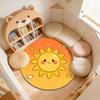 Kids Round Sun Rug Yellow Playroom Mat Nursery Decor Cute Baby Carpet Soft Area Rug for Toddler Kids Room