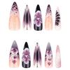3D Florale Lange Spitze Französischer Stil Tragbare Nagelkunstspitzen