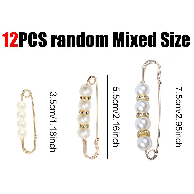6/12PCS Random Mix Size Waistline Adjusting Pin Trousers Waist Fastener Pin Clip Fashion Artificial Pearl Decorative Buckles ZYF