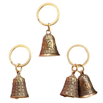 Antique Style Copper Feng Shui Bell Keyring With Melodic Sound For Purse Backpack Decorative Cultural Ornament