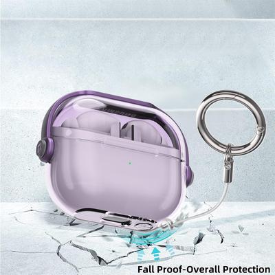Boîtier de verrouillage transparent pour Samsung Galaxy Buds 3/3Pro avec cordon porte-clés Design musical mignon Étui de protection pour Samsung Galaxy Buds 3