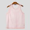 INCERUN Men O Neck Sleeveless Mesh Sheer Hollow Crochet Casual Beach Tank Tops