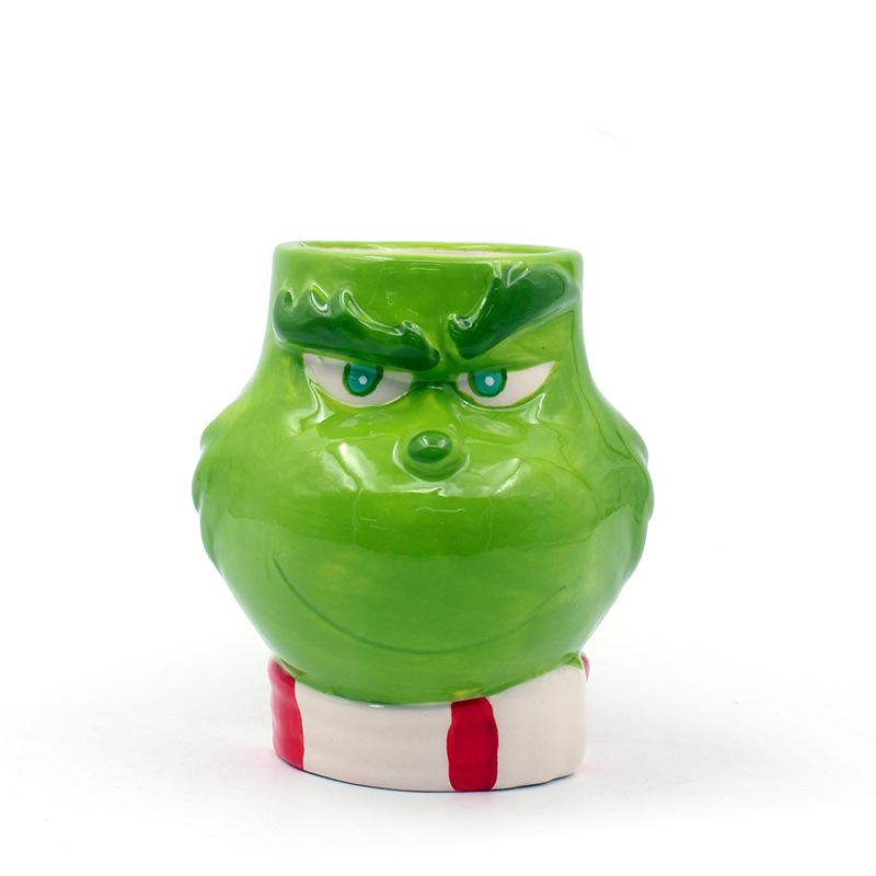 Green Monster Grin Ceramic Coffee Mug - Christmas Gift with English Lettering