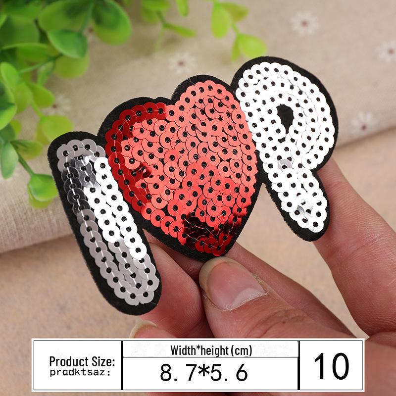 Smiley Face Embroidery Patch Sequin Love Label - Eyes Clothing Decoration.