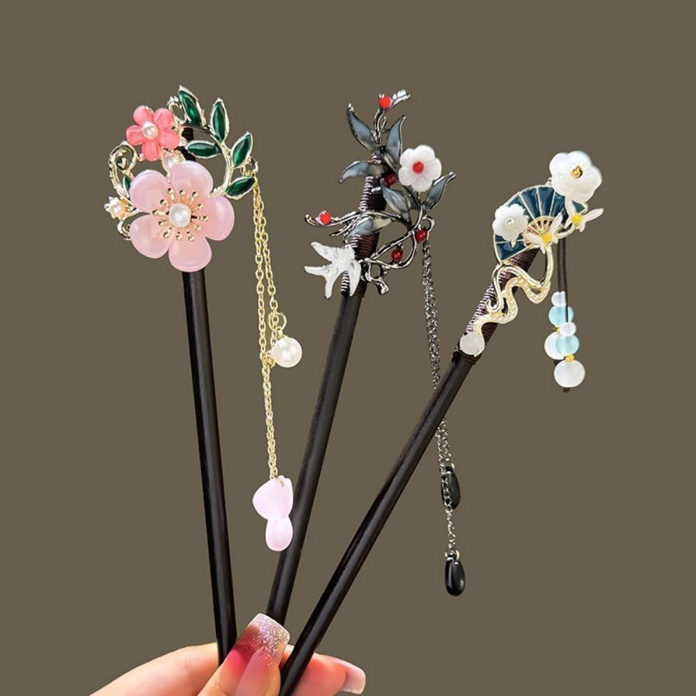 Banana Fan Tassel Wooden Hair Chopsticks Magnolia Flower Flower Hair Sticks Hanfu Hair Bun