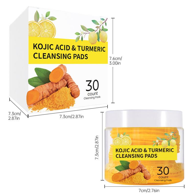 20/30/40/50PCS Turmeric Kojic Acid Cleansing Pads Oil Control Brightening Skin Facial Clean Exfoliating Sponges Skincare Tools