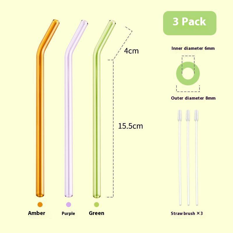 Gianxi Colored High-Value Glass Straw Non Disposable High Temperature Resistant Food Grade Transparent Drinking Glass Straw
