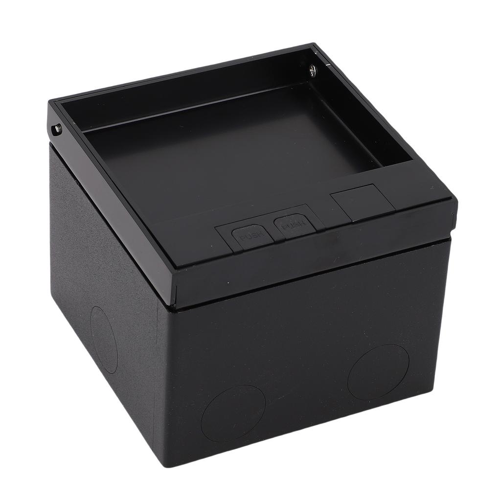 Recessed Floor Outlet Box Water Proof Stainless Steel Flat Kit with 2 Prong Hole USB Power Socket Black