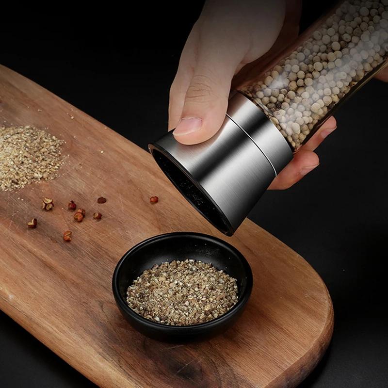 High-Quality Stainless Steel Salt And Pepper Grinders Spice Jar Containers Bottle Pepper Salt Shakers Cooking Room Kitchen Cooking Utensils & Gadgets