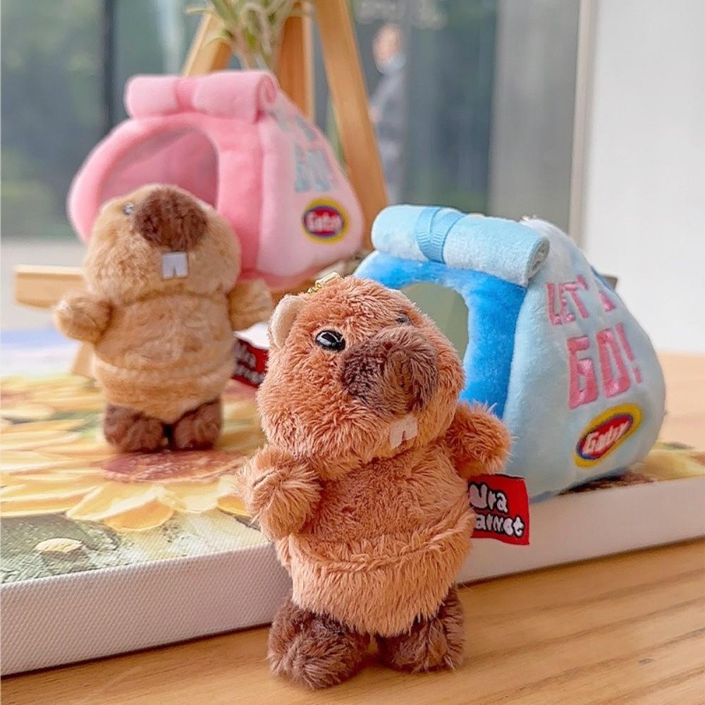 Plush Tent Pendant Portable Backpack Keychain Creative Groundhog Keychain  Keychain Collection