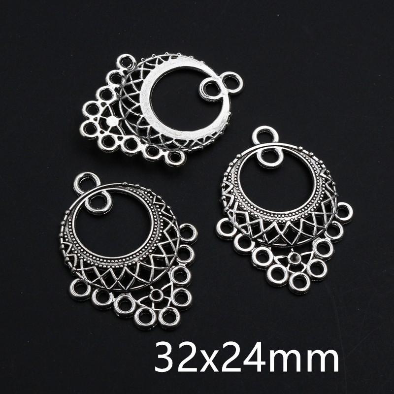 

10pcs Antique Silver Plated Vintage Boho Style Connector Charms Pendant DIY Jewelry Making Accessories for Bracelet Necklace
