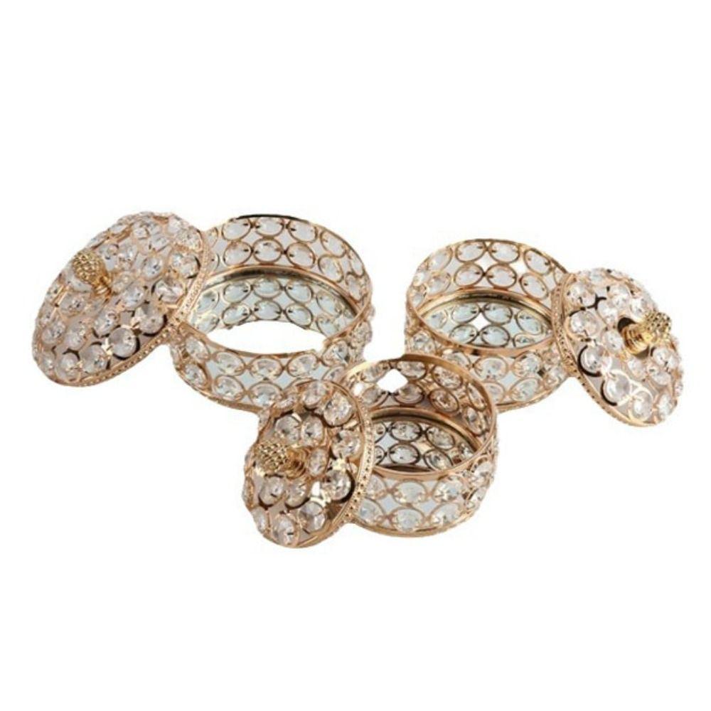 Sparkling Crystal Jewelry Box Glass Mirrored Earring Organizer  Desktop Storage Organizer