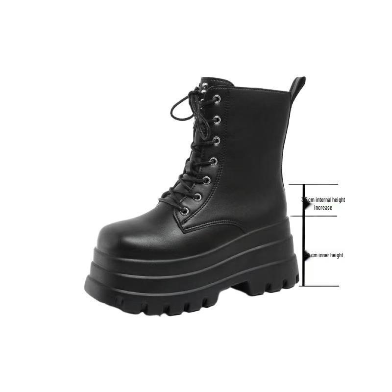 Anime Cosplay Dames Mid-Calf Martin Laarzen - 15cm Hoogte-Verhogend, Dikke Zool, Korte Stijl, Grote Maten Beschikbaar.