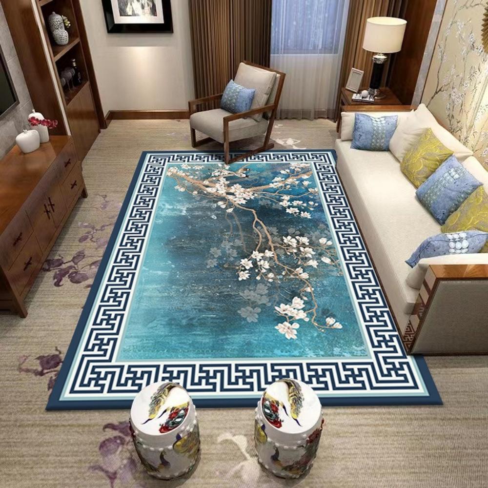 East Asian Flower and Bird Painting Carpet Living Room Decor Sofa Rug Bedroom Bedside Rug Dining Room Coffee Table Floor Mat