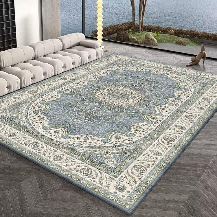 Persian Ethnic Style Carpet, Living Room Sand Coffee Table Floor Mat, Bedroom Bedside Crystal Velvet Carpet