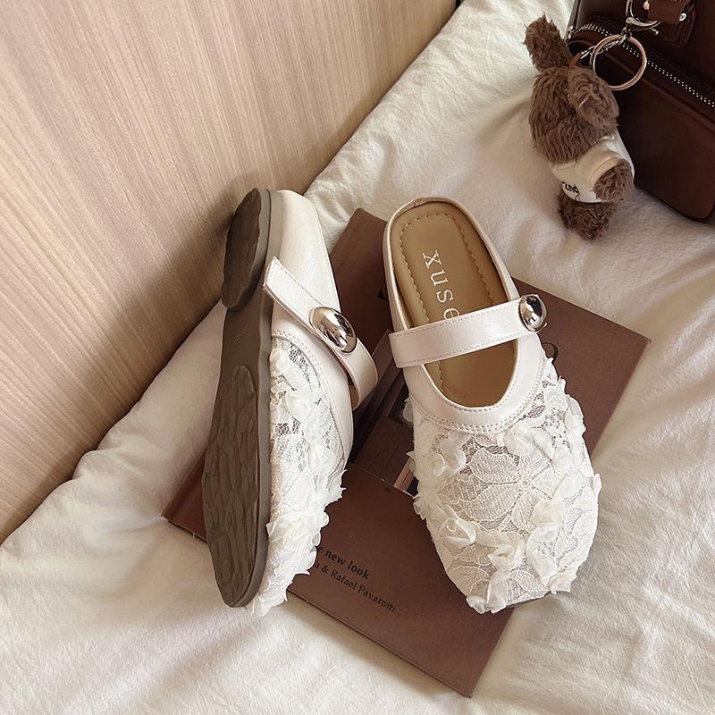 Flat-bottomed French Bag Head, Half Slippers, Outer Wear Women's Shoes, New Mesh Breathable and Comfortable Soft-soled Sandals In Summer 2025