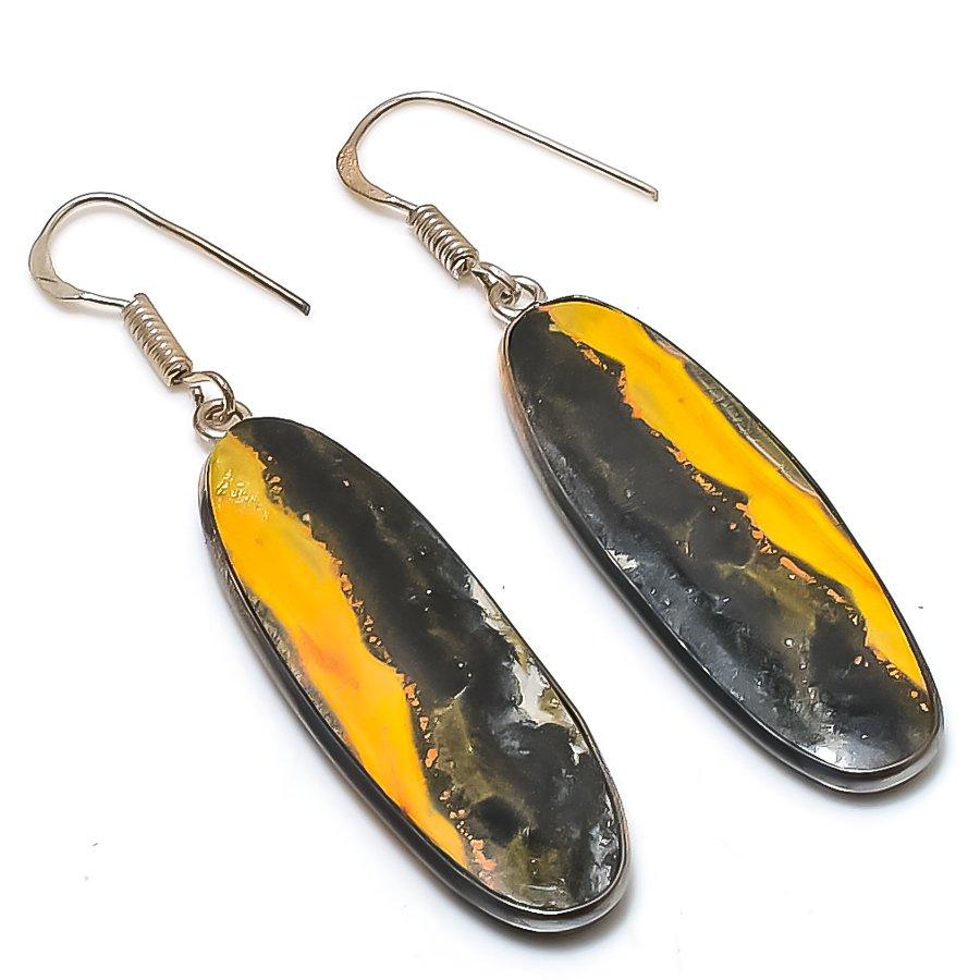Natural Bumble Bee Jasper 925 Sterling Silver Jewelry Earring 2.29 AE-12534