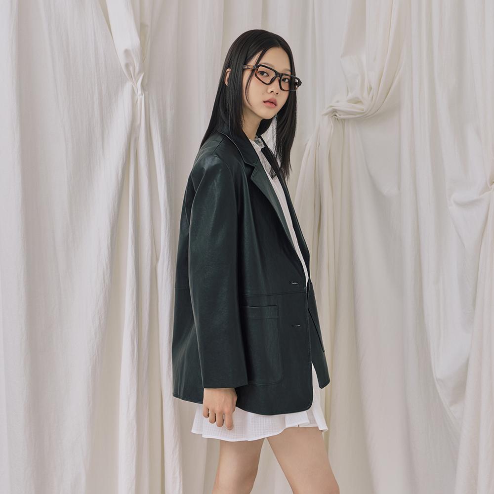 Lap Single 2-Button Jacket (Suede/Faux Leather) Ar3Lz862