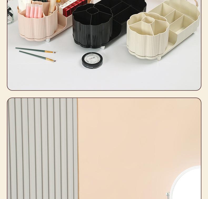 Rotating Cosmetic Organizer: Large Capacity Desk Storage & Lipstick Holder with Brush Compartments.