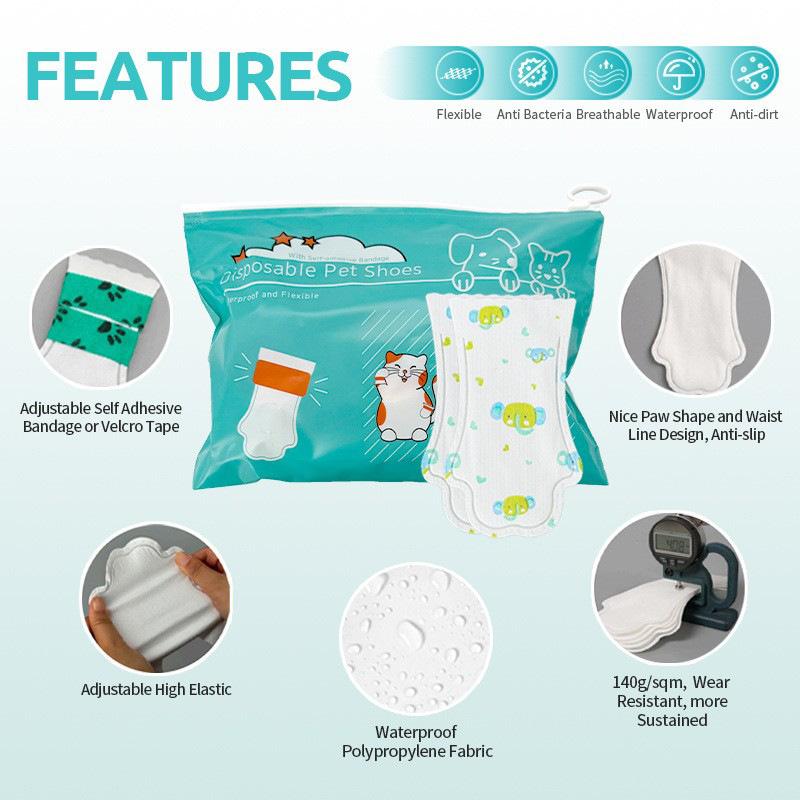 Pet Disposable Dog Boots Waterproof Pet Shoes Breathable Dog Paw Protection Disposable Foot Covers