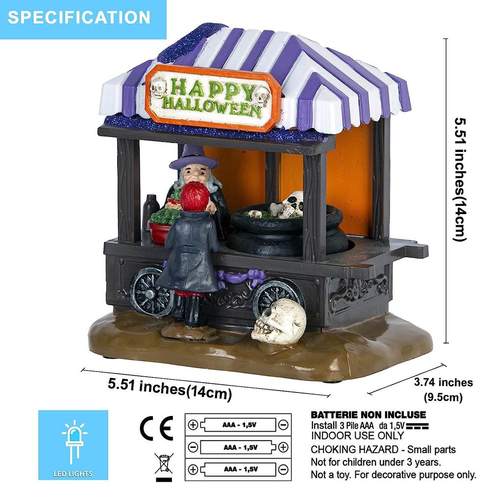 

Коллекционный дом «Жуткая деревня» на Хэллоуин со светодиодной подсветкой, лавка ведьмы, фигурка, скелетный декор для праздничной атмосферы