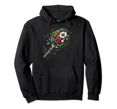 Sudadera con capucha de jugador de tenis de mesa con raqueta floral