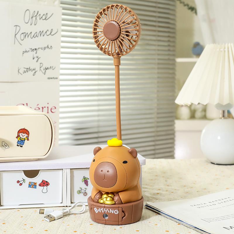 Kawaii Capybara Charging Fan  Pencil Sharpener Folding Soft Cute Cartoon USB Desktop Fan Children's Holiday Gift School Supplies