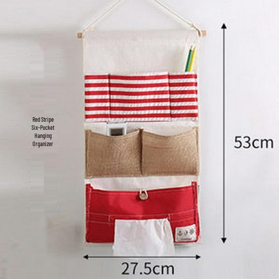 Paski Kokardka Montowany na ścianie Bawełniano-lniany Wiszący Organizer do Przechowywania z Wieloma Kieszeniami do Kuchni lub Łazienki.