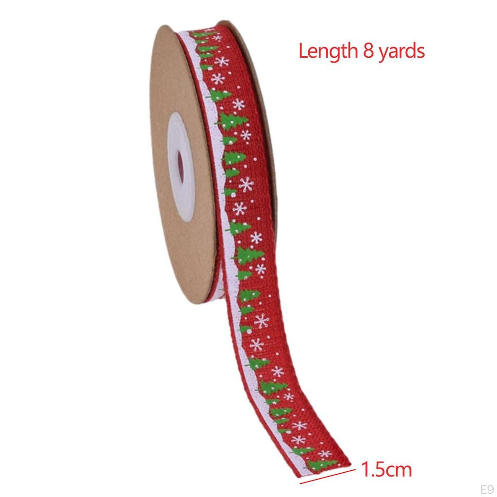 8 Yard Christmas Ribbon DIY Classic Width 1.5cm Portable Xmas Decor Gift Wrapping for