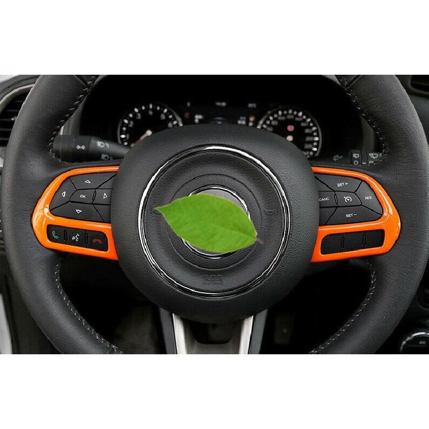 For Jeep Renegade 15-2023 Glossy Orange Steering Wheel Control Frame Trim 2pcs