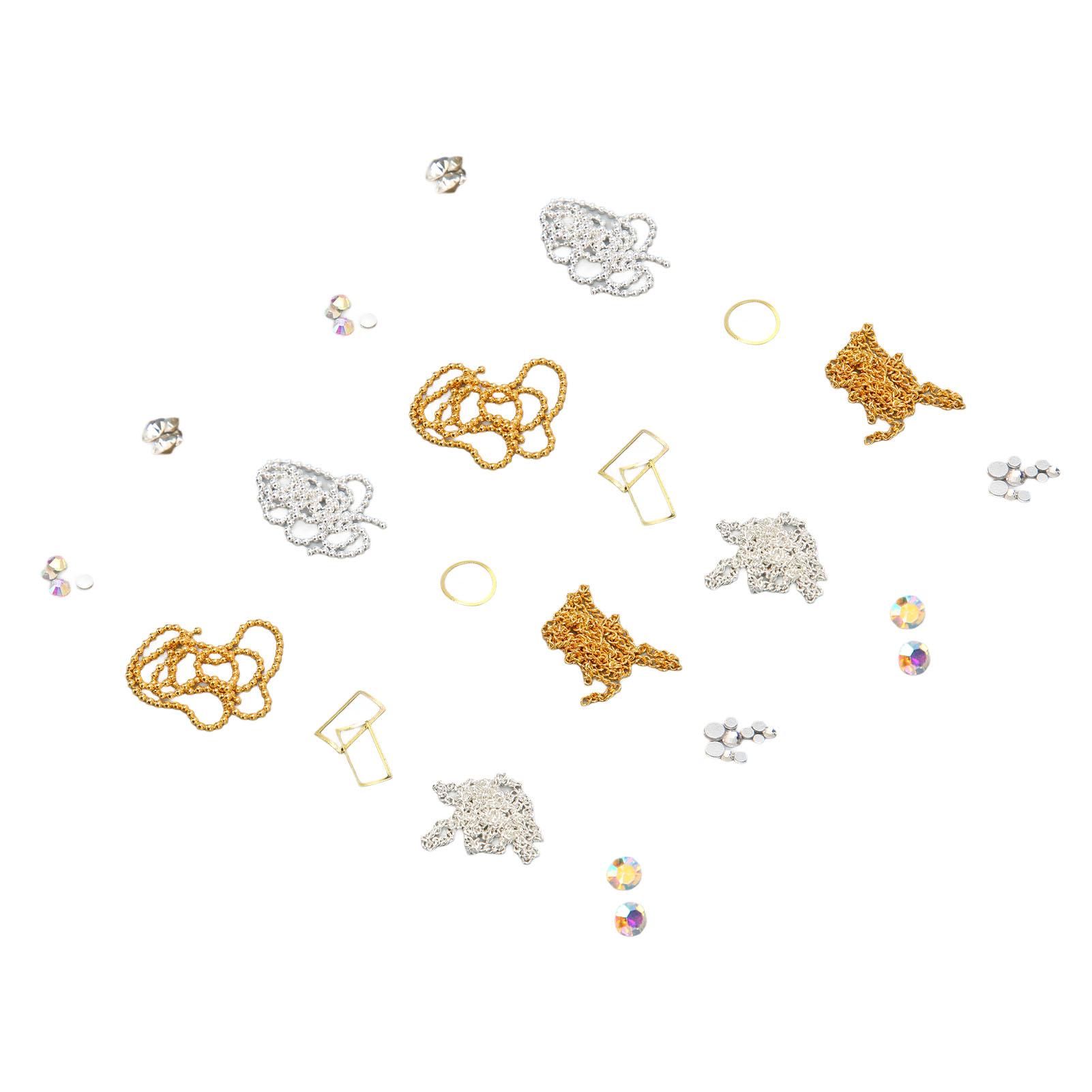 

Арт Цепочки для Ногтей Стразы Блестящие Разных Размеров Портативное Украшение Цепочками для Ногтей для Салонов Ногтевого Сервиса