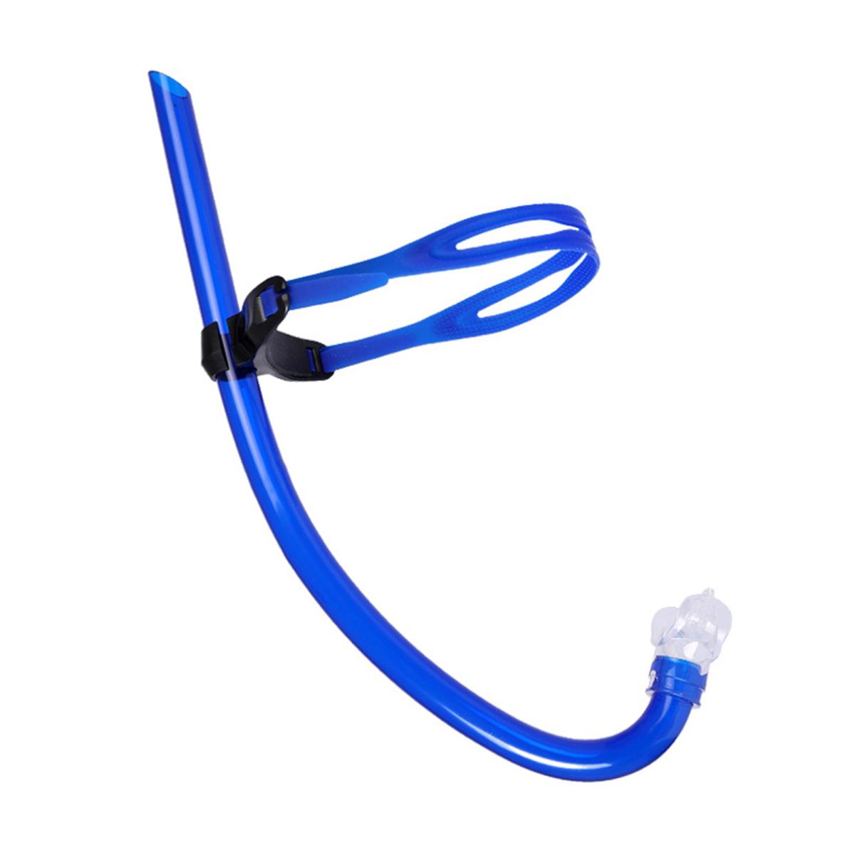 

Трубка для обучения плаванию с трубкой для дайвинга, дыхательная трубка с оголовьем, жидкий силиконовый загубник, трубка для взрослых и детей темно-синий