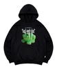 Green Frog Print Hoodie Black